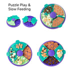 Pet puzzle feeder with various compartments on a white background  — Happy Pets, Healthy Habits