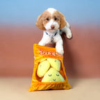 FurSniff Chips Bag Snuffle Toy Set with plush potato toys inside. Features crinkle sound and squeakers.