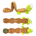 FurSniff Turtle Snuffle Treat Toy, plush brown turtle with green head and feet, unfolds into a snuffle strip for treats.